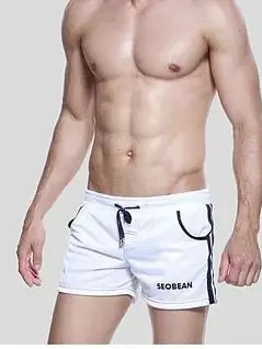 Мужские шорты в сетку белого цвета Seobean RT17597